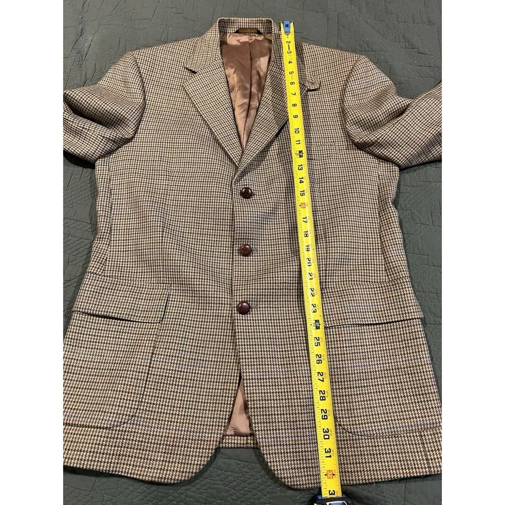 Brooks Brothers Men's Hounds Tooth Check Blazer With Suede Elbows Multicolor
